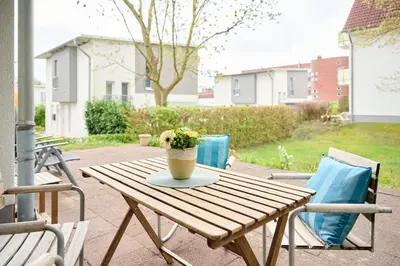Ein Garten an der Unterkunft Ferienwohnung Hafeneck Moba-Travel