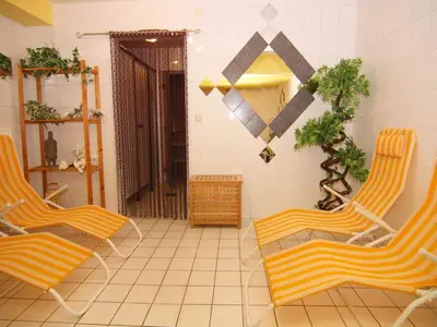 Ein Sitzbereich in der Unterkunft Apartment house Pinamar, Scharbeutz