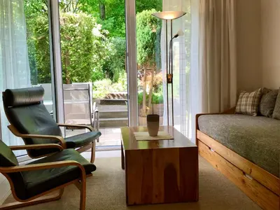 Ein Sitzbereich in der Unterkunft Ferienwohnung Am Königsberg