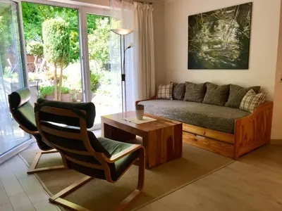 Ein Sitzbereich in der Unterkunft Ferienwohnung Am Königsberg
