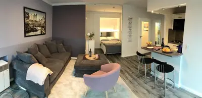 Ein Sitzbereich in der Unterkunft Pier 100 Ferienwohnung