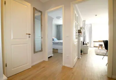 Ein Bett oder Betten in einem Zimmer der Unterkunft Appartementvermittlung Mehr als Meer Objekt 36