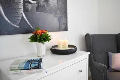 Ein Sitzbereich in der Unterkunft Ferienwohnung Küstentraum 2