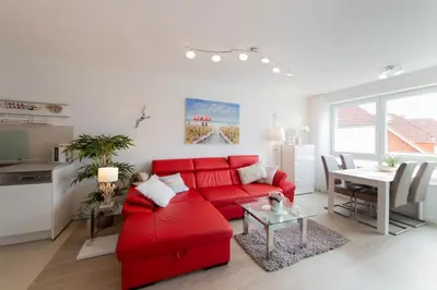 Ein Sitzbereich in der Unterkunft Ferienwohnung Baltic Mare