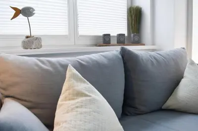 Ein Sitzbereich in der Unterkunft Ferienwohnung Long Island