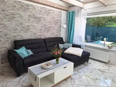 Ein Sitzbereich in der Unterkunft Ferienhaus Carl