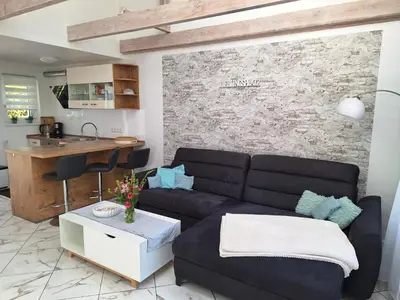 Ein Sitzbereich in der Unterkunft Ferienhaus Carl