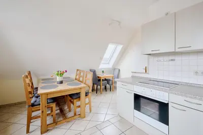 Küche/Küchenzeile in der Unterkunft Ferienwohnung Hafennah Moba-Travel