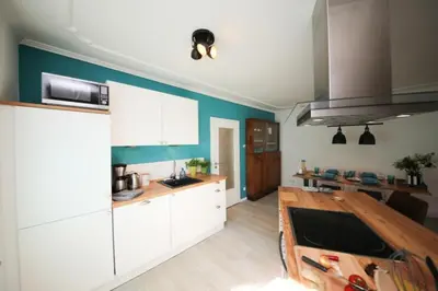 Küche/Küchenzeile in der Unterkunft Ferienwohnung Meergarten