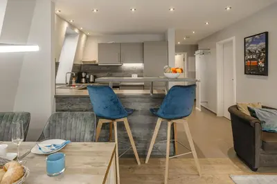Küche/Küchenzeile in der Unterkunft Beach House Penthousewohnung Düne