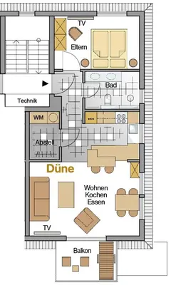 Grundriss der Unterkunft Beach House Penthousewohnung Düne