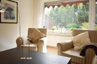 Ein Sitzbereich in der Unterkunft Ferienhaus Strandräuber