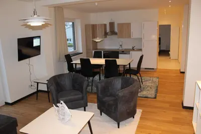 Küche/Küchenzeile in der Unterkunft Dünenhaus Wohnung 7