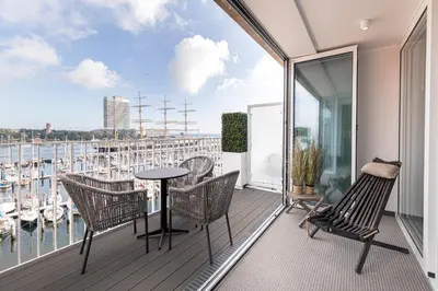 Ein Balkon oder eine Terrasse in der Unterkunft SlowDown Travemünde