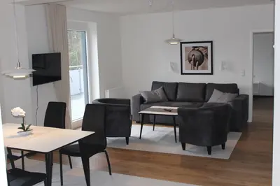 Ein Sitzbereich in der Unterkunft Dünenhaus Wohnung 9