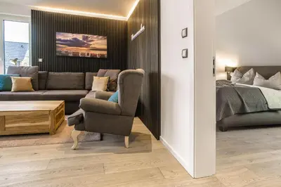 Ein Sitzbereich in der Unterkunft Baltic House Penthousewohnung Seestern