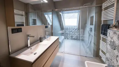 Ein Badezimmer in der Unterkunft Ocean House Penthousewohnung Wolke 7 mit Whirlpool