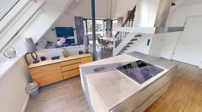 Küche/Küchenzeile in der Unterkunft Ocean House Penthousewohnung Wolke 7 mit Whirlpool