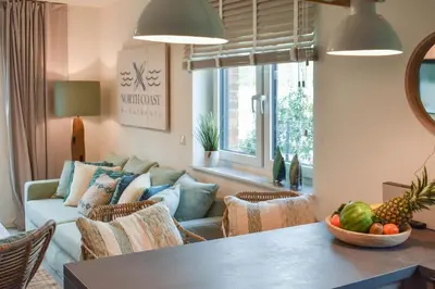 Ein Sitzbereich in der Unterkunft Ferienhaus NORTH COAST
