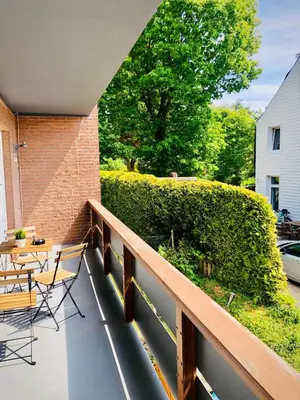 Ein Balkon oder eine Terrasse in der Unterkunft FeWo SANDKORN - Familien- Hunde - strandnah - große Loggia - Sauna & Wellness