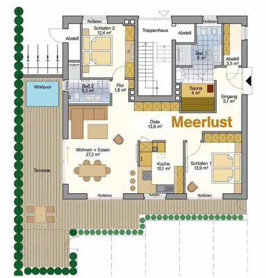 Grundriss der Unterkunft Beach House Meerlust mit Whirlpool