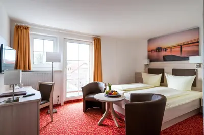 Ein Sitzbereich in der Unterkunft Hotel Gorch Fock