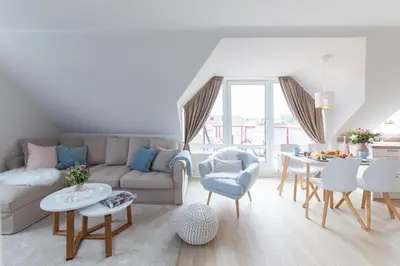 Ein Sitzbereich in der Unterkunft Ferienwohnung Seelounge 8
