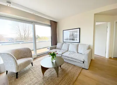 Ein Sitzbereich in der Unterkunft Ferienwohnung Yachtclub