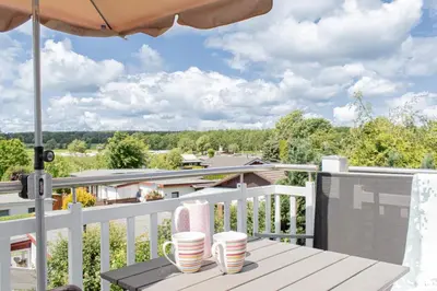 Ein Balkon oder eine Terrasse in der Unterkunft Ferienwohnung Strand Lounge