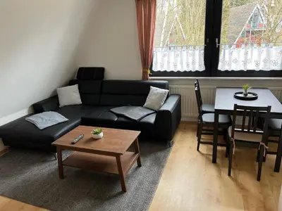 Ein Sitzbereich in der Unterkunft Ferienwohnung in Süsel am See