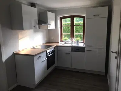 Küche/Küchenzeile in der Unterkunft Ferienwohnung Familie Manthei