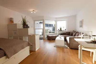 Ein Sitzbereich in der Unterkunft Ferienwohnung Sunshine Beachoase 106