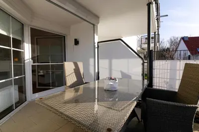 Ein Balkon oder eine Terrasse in der Unterkunft Ferienwohnung Sunshine Beachoase 106