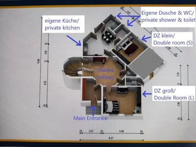 Grundriss der Unterkunft VILLA HanseART Lübeck - Privatzimmer in zentraler Lage