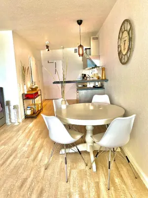 Küche/Küchenzeile in der Unterkunft Studio mit Panorama-Meerblick und direkter Strandlage in Scharbeutz