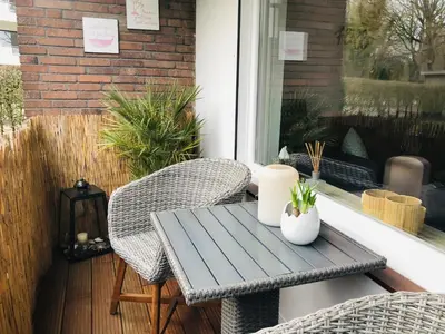 Ein Sitzbereich in der Unterkunft Stranddistel Scharbeutz