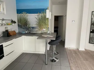 Küche/Küchenzeile in der Unterkunft Ferienwohnung am Traveufer
