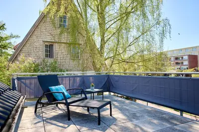 Ein Balkon oder eine Terrasse in der Unterkunft Ferienwohnung Trave Ufer Moba-Travel