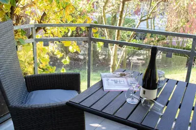 Ein Balkon oder eine Terrasse in der Unterkunft Ferienwohnung Kleine Auszeit