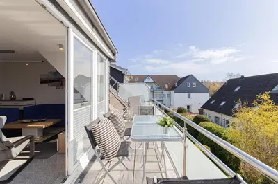 Ein Balkon oder eine Terrasse in der Unterkunft Ferienwohnung Ostseeherz Scharbeutz