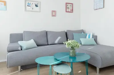 Ein Sitzbereich in der Unterkunft Fischerhuus Wohnung 2