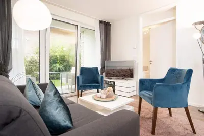 Ein Sitzbereich in der Unterkunft Hansastraße 5a Seaside Scharbeutz