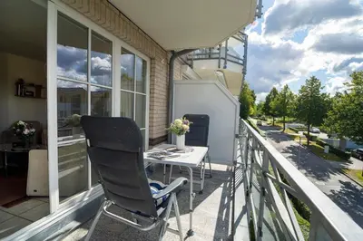 Ein Balkon oder eine Terrasse in der Unterkunft Hanseaten Residenz Seewolke