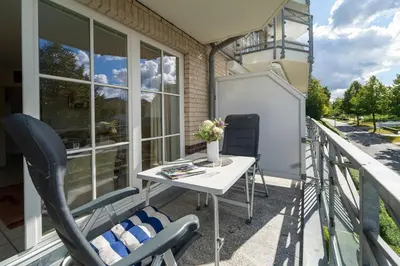 Ein Balkon oder eine Terrasse in der Unterkunft Hanseaten Residenz Seewolke