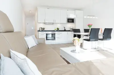 Küche/Küchenzeile in der Unterkunft Strandvilla Augustusbad Morgenstern