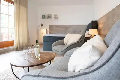 Ein Sitzbereich in der Unterkunft Seestraße 43 Strandbrise