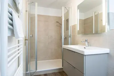 Ein Badezimmer in der Unterkunft Haus am Kurpark Scharbeutz Wohnung 10