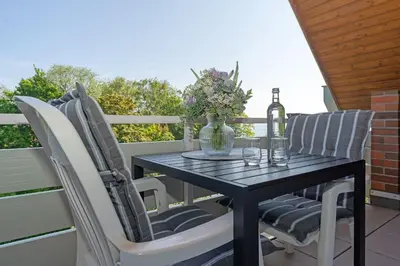 Ein Balkon oder eine Terrasse in der Unterkunft Seepark Küstenschimmer