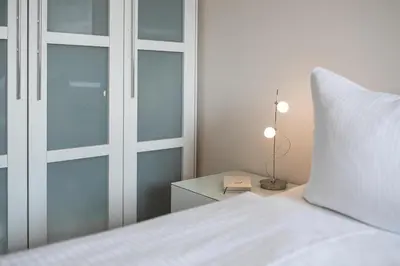 Ein Bett oder Betten in einem Zimmer der Unterkunft Haus Beau Rivage Ostseegrass