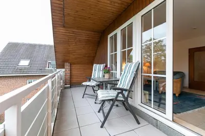 Ein Balkon oder eine Terrasse in der Unterkunft Seepark Wohnung 32
